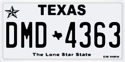 TX license plate DMD4363