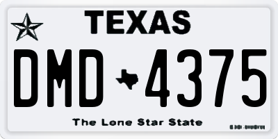 TX license plate DMD4375