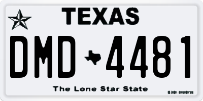 TX license plate DMD4481