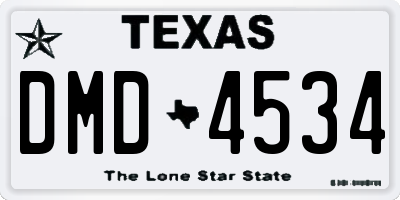 TX license plate DMD4534