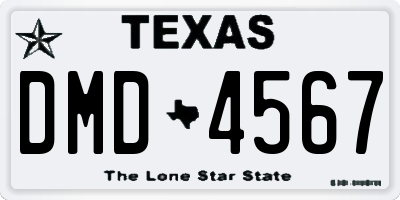 TX license plate DMD4567