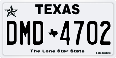 TX license plate DMD4702
