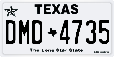 TX license plate DMD4735