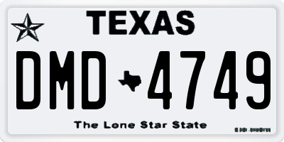 TX license plate DMD4749