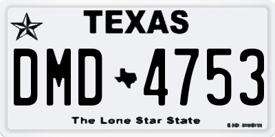 TX license plate DMD4753