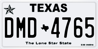 TX license plate DMD4765
