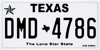 TX license plate DMD4786