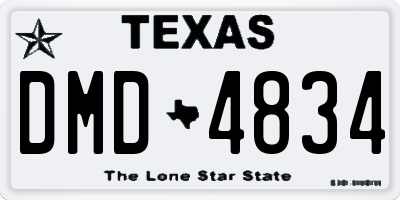 TX license plate DMD4834