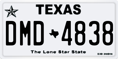 TX license plate DMD4838