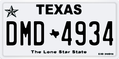 TX license plate DMD4934