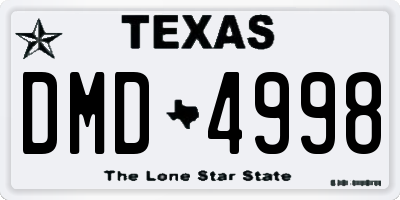 TX license plate DMD4998
