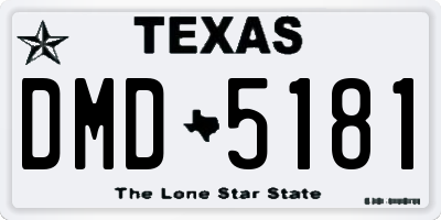TX license plate DMD5181