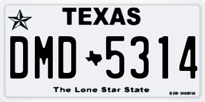 TX license plate DMD5314