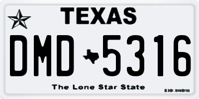 TX license plate DMD5316