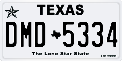 TX license plate DMD5334