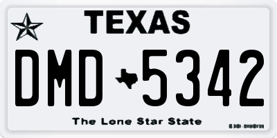 TX license plate DMD5342