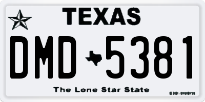 TX license plate DMD5381