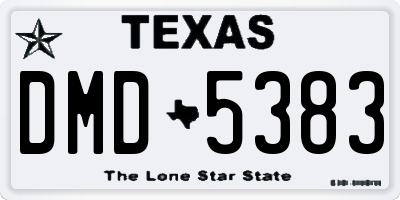 TX license plate DMD5383