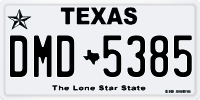 TX license plate DMD5385