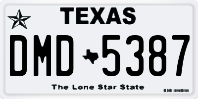 TX license plate DMD5387