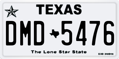 TX license plate DMD5476