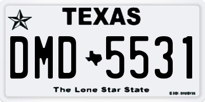 TX license plate DMD5531