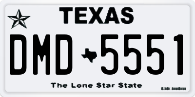 TX license plate DMD5551