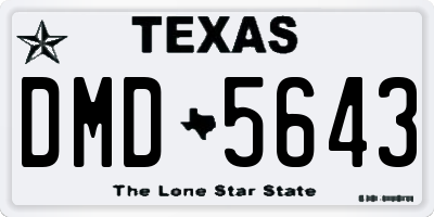 TX license plate DMD5643