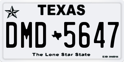 TX license plate DMD5647