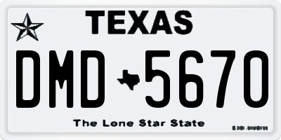 TX license plate DMD5670
