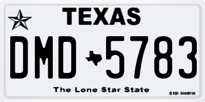 TX license plate DMD5783