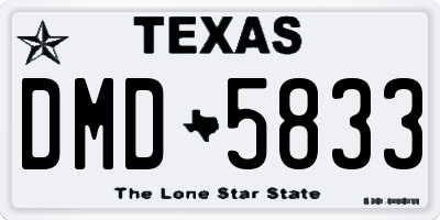 TX license plate DMD5833