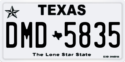 TX license plate DMD5835