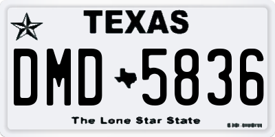 TX license plate DMD5836