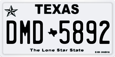 TX license plate DMD5892
