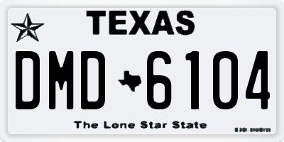 TX license plate DMD6104