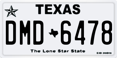 TX license plate DMD6478