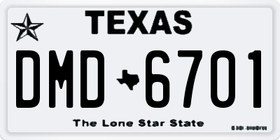 TX license plate DMD6701