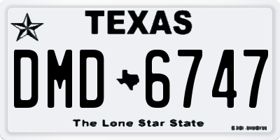 TX license plate DMD6747