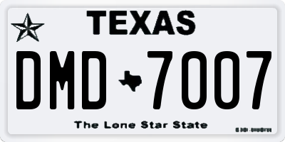 TX license plate DMD7007