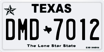 TX license plate DMD7012