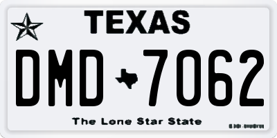 TX license plate DMD7062