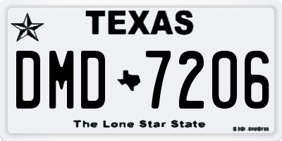 TX license plate DMD7206