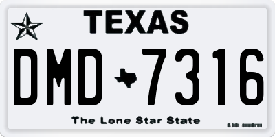 TX license plate DMD7316