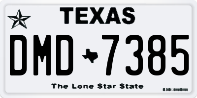 TX license plate DMD7385