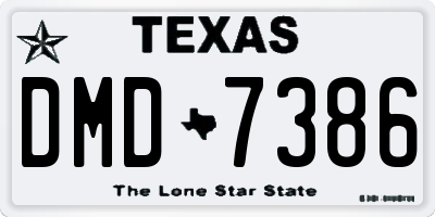 TX license plate DMD7386
