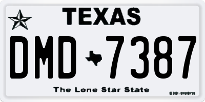 TX license plate DMD7387