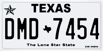 TX license plate DMD7454