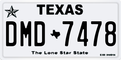 TX license plate DMD7478