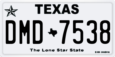 TX license plate DMD7538